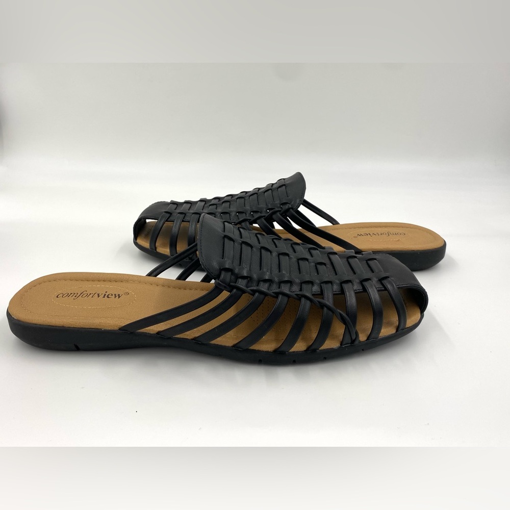 Comfortview Womans Sandal Shoes  Size 11 W Flat Black